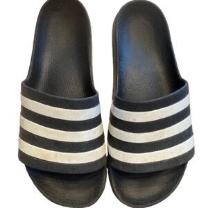 Black and White Slide Sandals - Adidas
